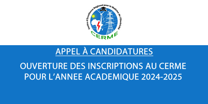 Ouverture des inscriptions au CERME pour l’année académique 2024-2025